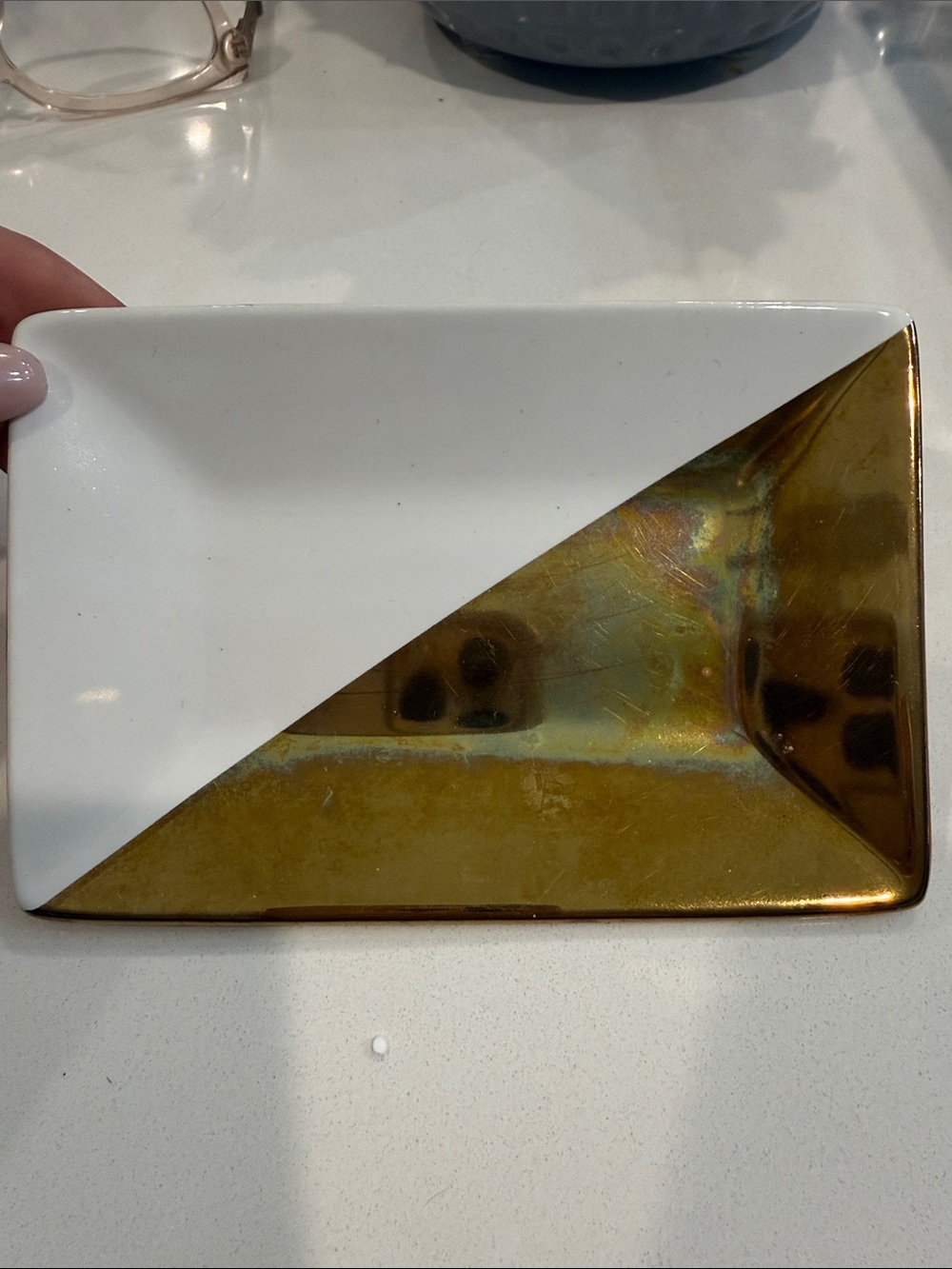 Ceramic White and Gold Soap or Trinket Dish